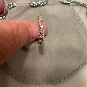 Frieda Rothman Dainty Sterling & 18k Gold Eternity CZ Ring Size 9